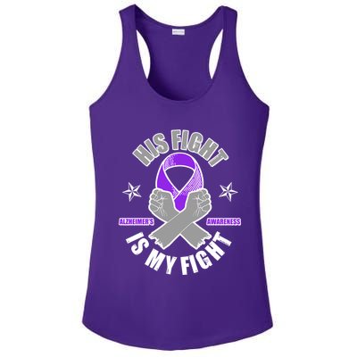 His Fight Is My Fight Alzheimer's Awareness Ladies PosiCharge Competitor Racerback Tank