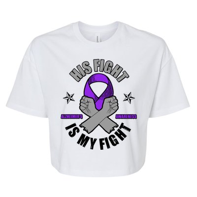 His Fight Is My Fight Alzheimer's Awareness Bella+Canvas Jersey Crop Tee