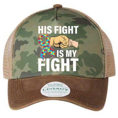 His Fight Is My Fight Autism Awareness Legacy Tie Dye Trucker Hat