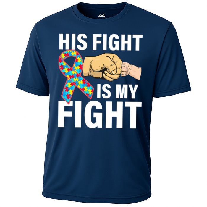 His Fight Is My Fight Autism Awareness Cooling Performance Crew T-Shirt