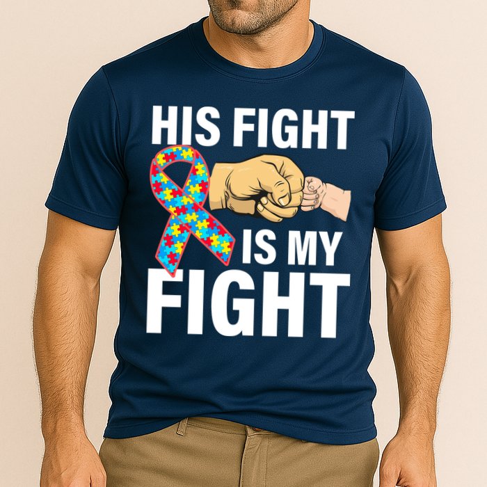 His Fight Is My Fight Autism Awareness Cooling Performance Crew T-Shirt