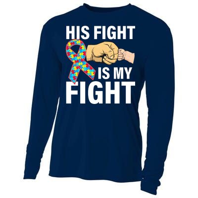 His Fight Is My Fight Autism Awareness Cooling Performance Long Sleeve Crew