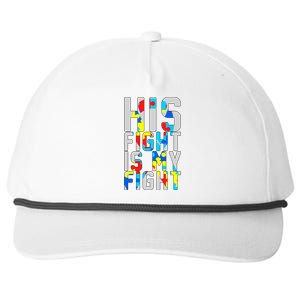 His Fight Is My Fight Autism Awareness Ribbon Snapback Five-Panel Rope Hat