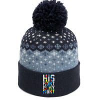 His Fight Is My Fight Autism Awareness Ribbon The Baniff Cuffed Pom Beanie