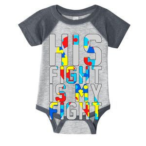 His Fight Is My Fight Autism Awareness Ribbon Infant Baby Jersey Bodysuit