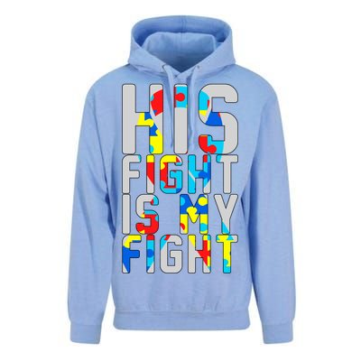 His Fight Is My Fight Autism Awareness Ribbon Unisex Surf Hoodie