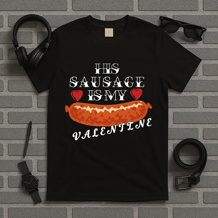 HIs Sausage Is My Valentine Dirty Offensive  T-Shirt