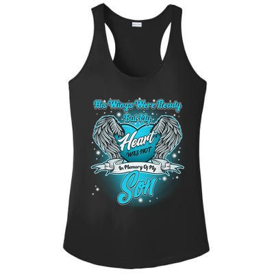 His Wings Were Ready But My Heart Was Not In Memory of My Son Ladies PosiCharge Competitor Racerback Tank