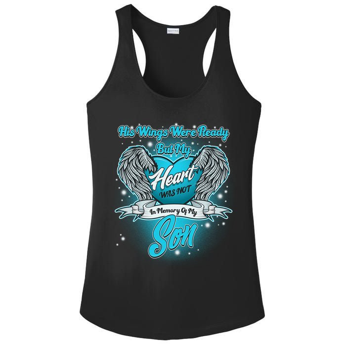 His Wings Were Ready But My Heart Was Not In Memory of My Son Ladies PosiCharge Competitor Racerback Tank