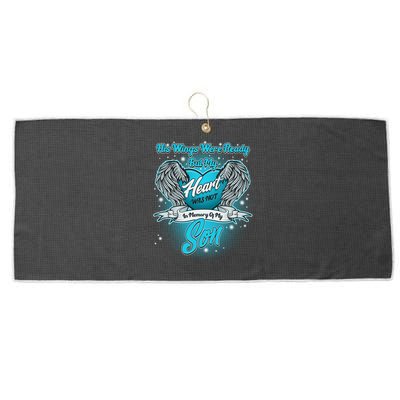 His Wings Were Ready But My Heart Was Not In Memory of My Son Large Microfiber Waffle Golf Towel