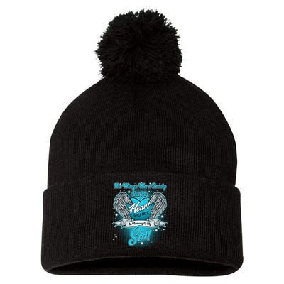 His Wings Were Ready But My Heart Was Not In Memory of My Son Pom Pom 12in Knit Beanie
