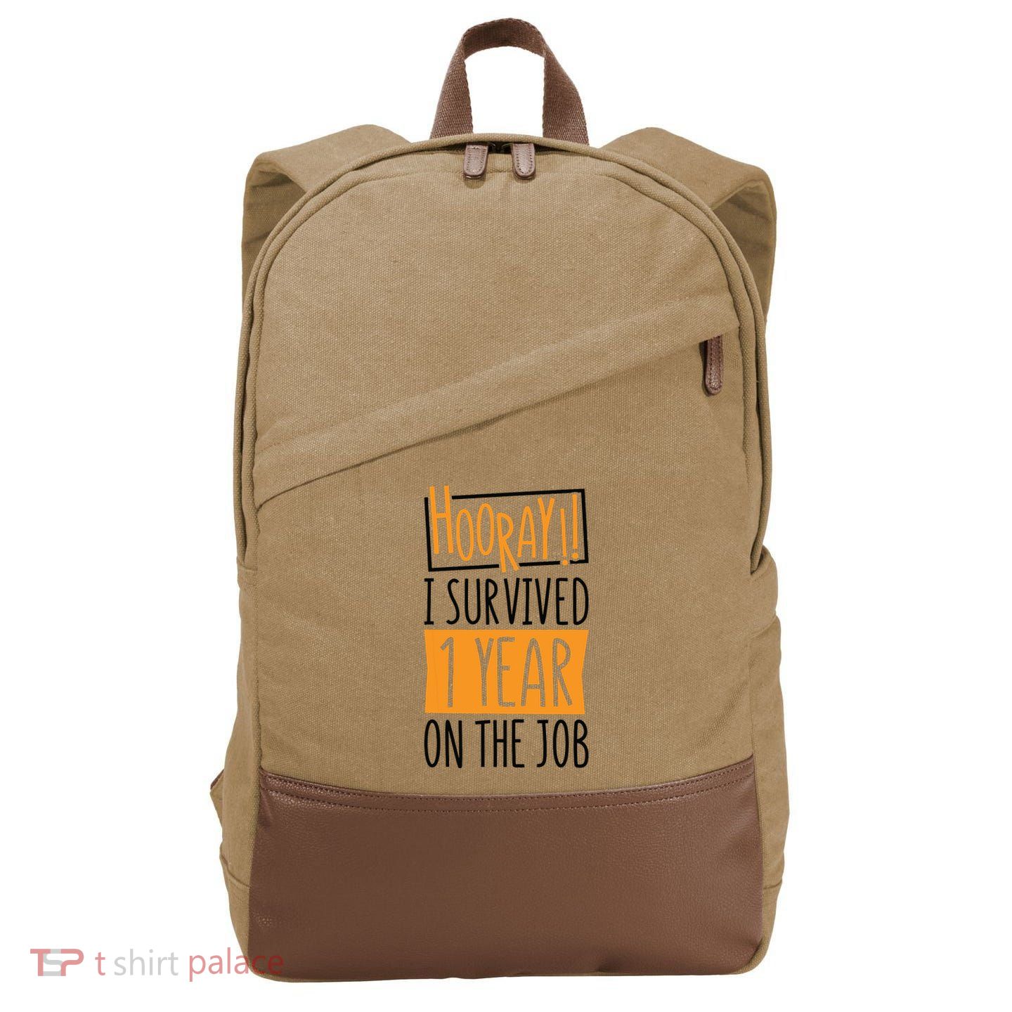Hooray I Survived 1 Year Employees Appreciation Day Cotton Canvas Backpack