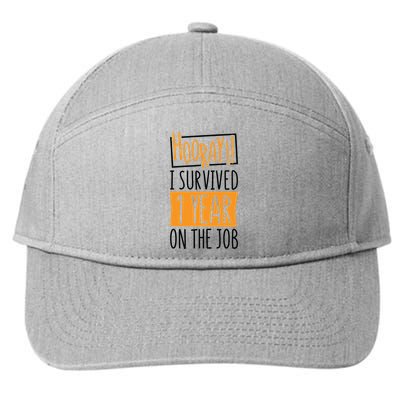 Hooray I Survived 1 Year Employees Appreciation Day 7-Panel Snapback Hat