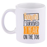 Hooray I Survived 1 Year Employees Appreciation Day 11oz C Handle Ceramic Mug