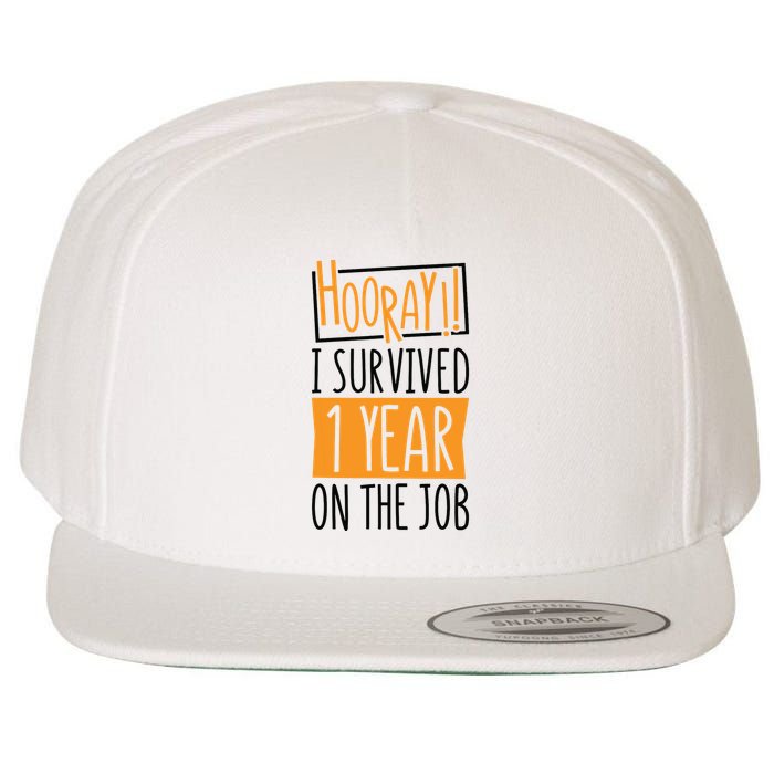 Hooray I Survived 1 Year Employees Appreciation Day Wool Snapback Cap