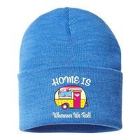 Home Is S Camper Gift Cute Funny Rv Camping Gift Sustainable Knit Beanie