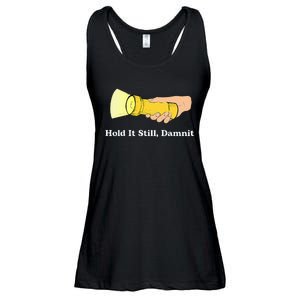 Hold It Still Damnit Yellow Flashlight Light Funny Ladies Essential Flowy Tank