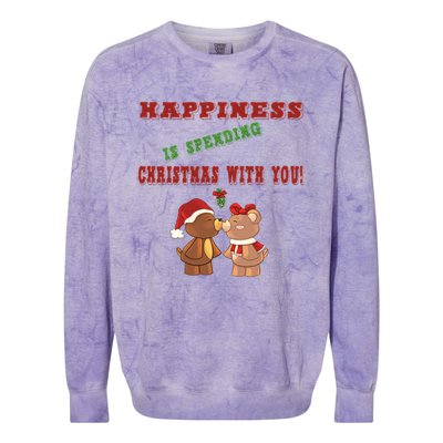 Happiness Is Spending Christmas Colorblast Crewneck Sweatshirt