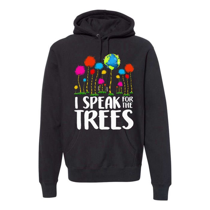 Hippie I Speak For Trees Earth Day Save Earth Premium Hoodie