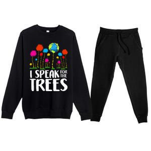 Hippie I Speak For Trees Earth Day Save Earth Premium Crewneck Sweatsuit Set