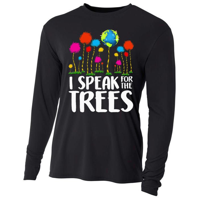 Hippie I Speak For Trees Earth Day Save Earth Cooling Performance Long Sleeve Crew