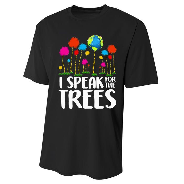 Hippie I Speak For Trees Earth Day Save Earth Performance Sprint T-Shirt