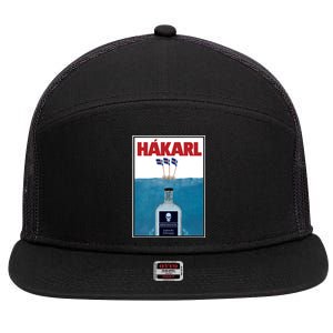 Hakarl Iceland Shark Brennivín Shot Viking Foodie Gift 7 Panel Mesh Trucker Snapback Hat