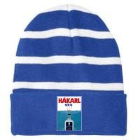 Hakarl Iceland Shark Brennivín Shot Viking Foodie Gift Striped Beanie with Solid Band