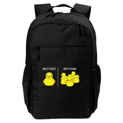 How It Started How Its Going Bath Duckie Toy Rubber Duck Daily Commute Backpack