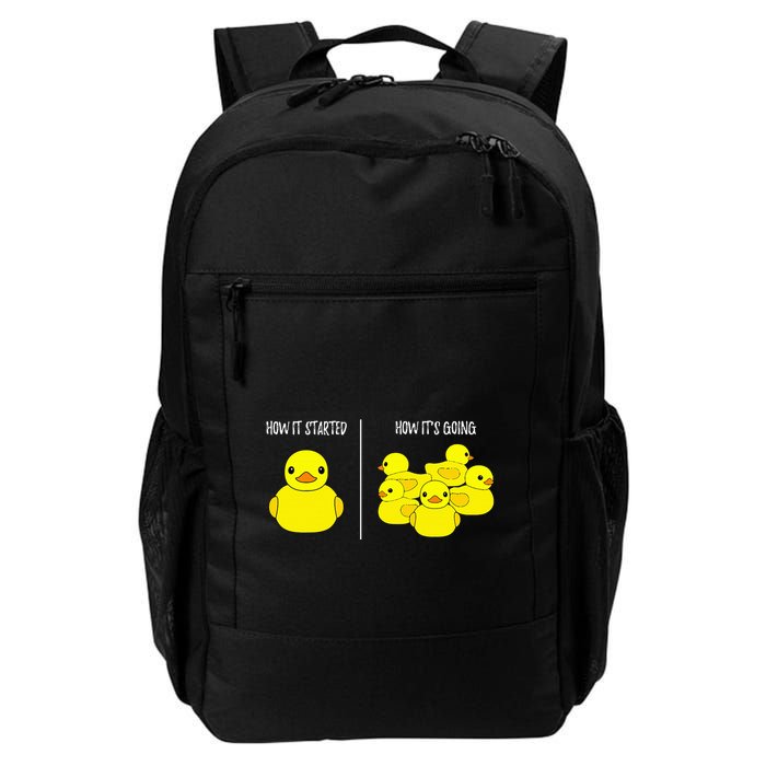 How It Started How Its Going Bath Duckie Toy Rubber Duck Daily Commute Backpack