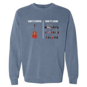 How It Started Guitar Lovers Shirts Meme Funny Guitar Garment-Dyed Sweatshirt