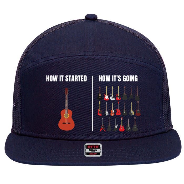 How It Started Guitar Lovers Shirts Meme Funny Guitar 7 Panel Mesh Trucker Snapback Hat