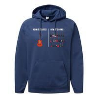 How It Started Guitar Lovers Shirts Meme Funny Guitar Performance Fleece Hoodie