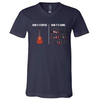 How It Started Guitar Lovers Shirts Meme Funny Guitar V-Neck T-Shirt