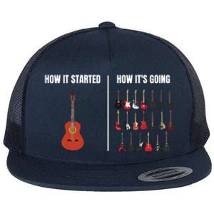 How It Started Guitar Lovers Shirts Meme Funny Guitar Flat Bill Trucker Hat