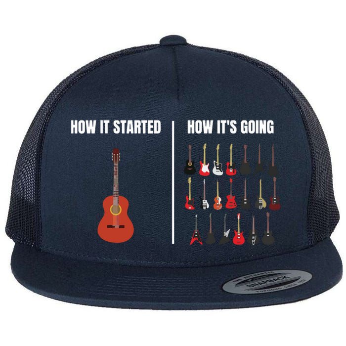 How It Started Guitar Lovers Shirts Meme Funny Guitar Flat Bill Trucker Hat