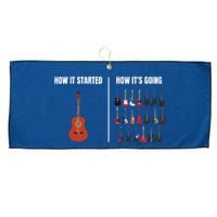 How It Started Guitar Lovers Shirts Meme Funny Guitar Large Microfiber Waffle Golf Towel