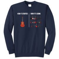 How It Started Guitar Lovers Shirts Meme Funny Guitar Tall Sweatshirt