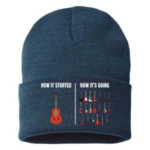 How It Started Guitar Lovers Shirts Meme Funny Guitar Sustainable Knit Beanie