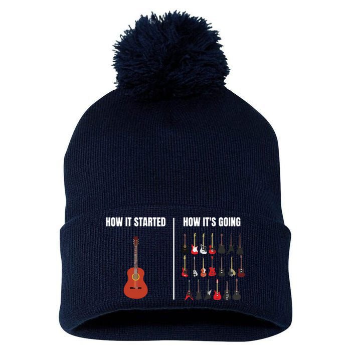 How It Started Guitar Lovers Shirts Meme Funny Guitar Pom Pom 12in Knit Beanie