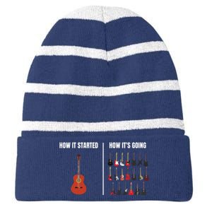 How It Started Guitar Lovers Shirts Meme Funny Guitar Striped Beanie with Solid Band