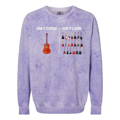 How It Started Guitar Lovers Meme Funny Guitar Colorblast Crewneck Sweatshirt