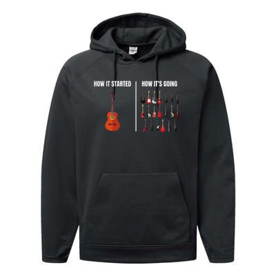 How It Started Guitar Lovers Meme Funny Guitar Performance Fleece Hoodie