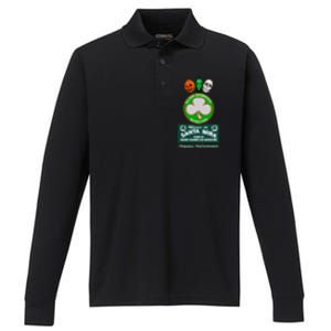 Halloween III Silver Shamrock And Santa Mira Performance Long Sleeve Polo