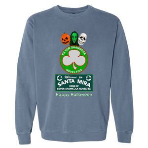 Halloween III Silver Shamrock And Santa Mira Garment-Dyed Sweatshirt