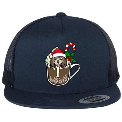 Havanese Is Sitting In Cocoa Hot Chocolate Christmas Cool Gift Flat Bill Trucker Hat