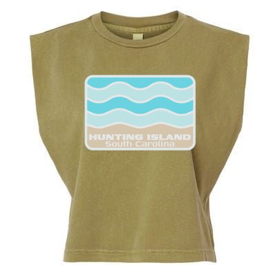 Hunting Island South Carolina Retro Sc Waves Beach Souvenir Gift Garment-Dyed Women's Muscle Tee