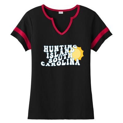 Hunting Island South Carolina Sc Retro Vacation Souvenir Gift Ladies Halftime Notch Neck Tee