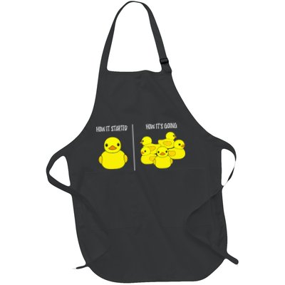 How It Started How Its Going Bath Duckie Toy Rubber Duck Full-Length Apron With Pockets