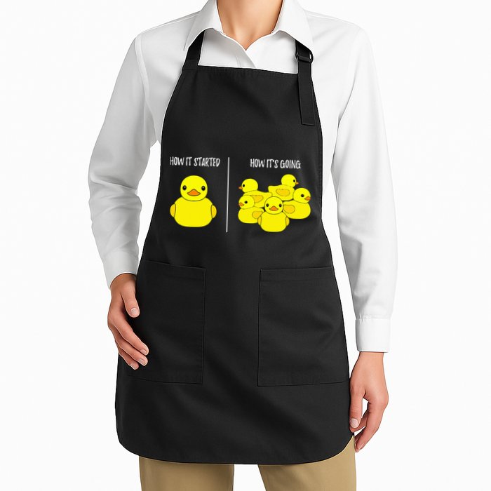 How It Started How Its Going Bath Duckie Toy Rubber Duck Full-Length Apron With Pockets